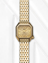LADY MANSART Gold Tweed Watch 
