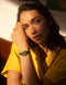 Photo portée d'une montre pour femme de la marque March LA.B cadran malachite