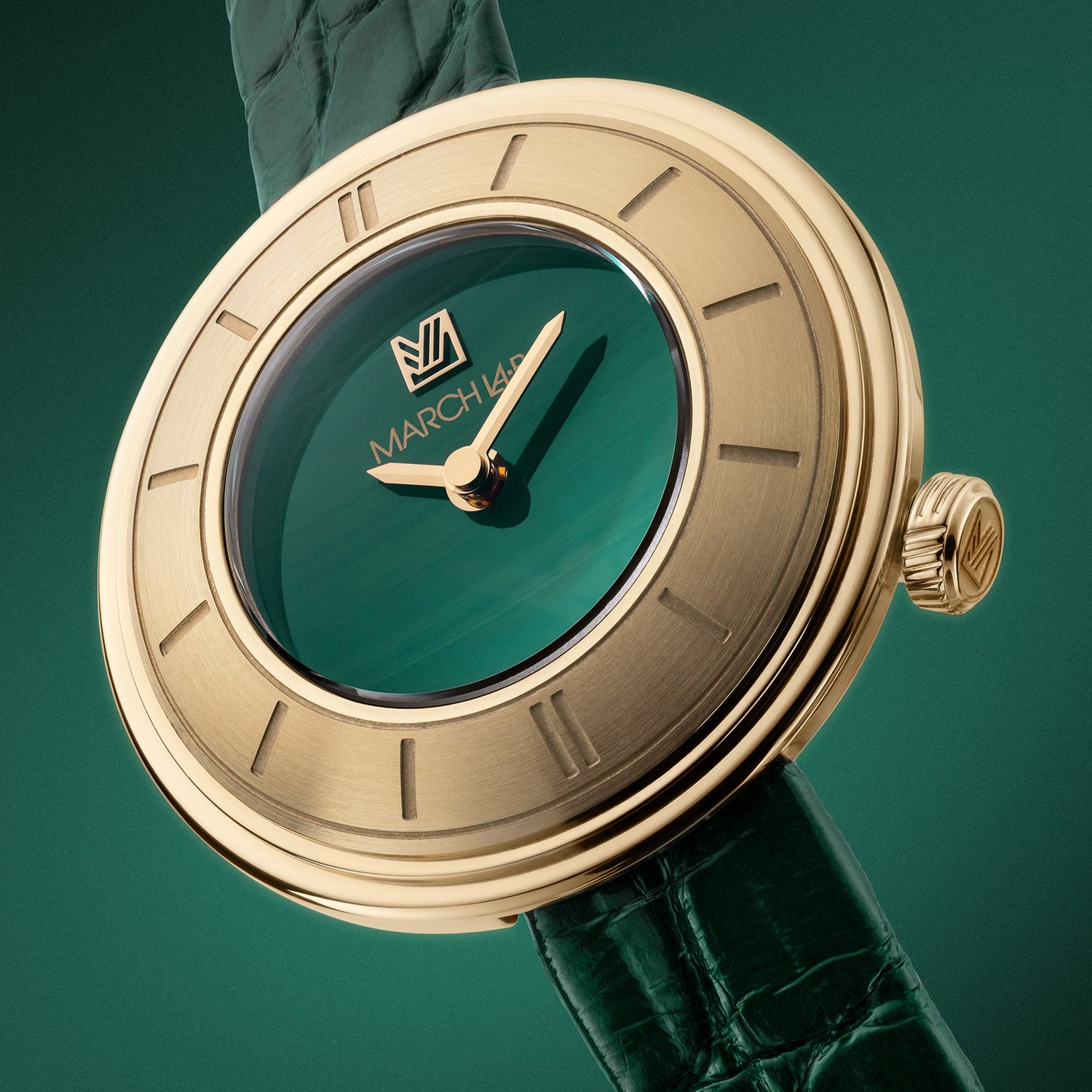 Photo d'une montre pour femme de la marque française March LA.B cadran malachite