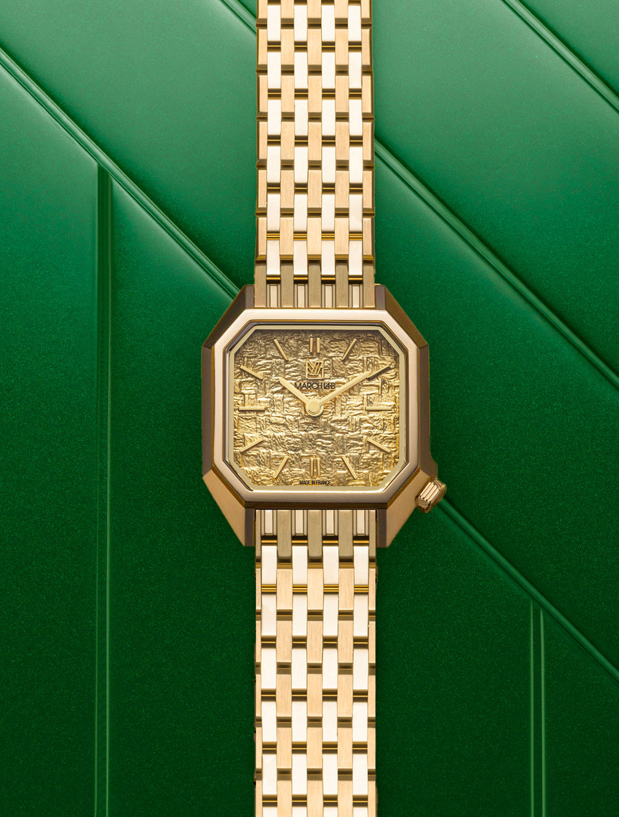 LADY MANSART Gold Tweed Watch 