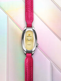 Gourmette Acier & Cuir Vinyle Rose