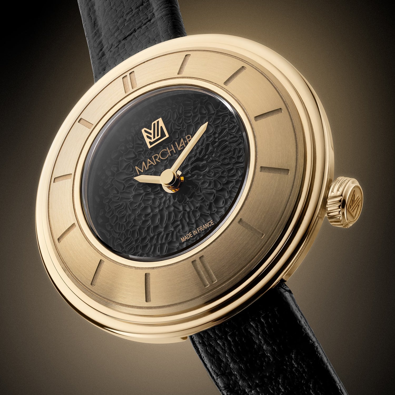 Montre pour femme de la marque française March LA.B cadran caviar noir