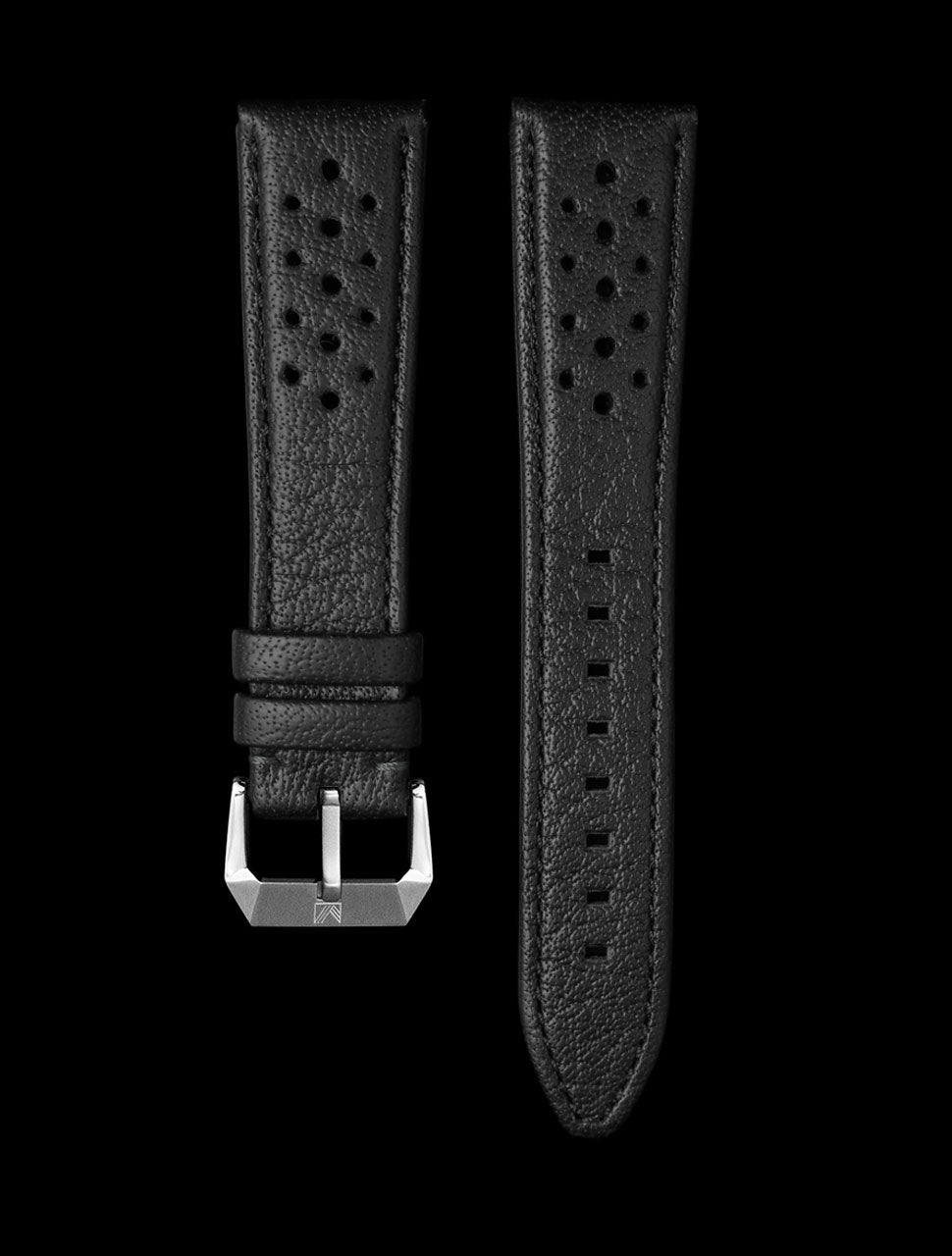 22 MM Black Perforated Buffalo Straps