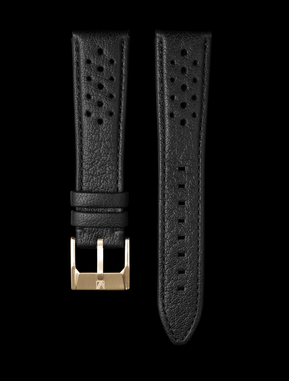 20 MM Black Perforated Buffalo Straps